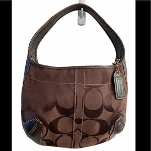 Coach Signature Small Hobo Handbag Dark Brown